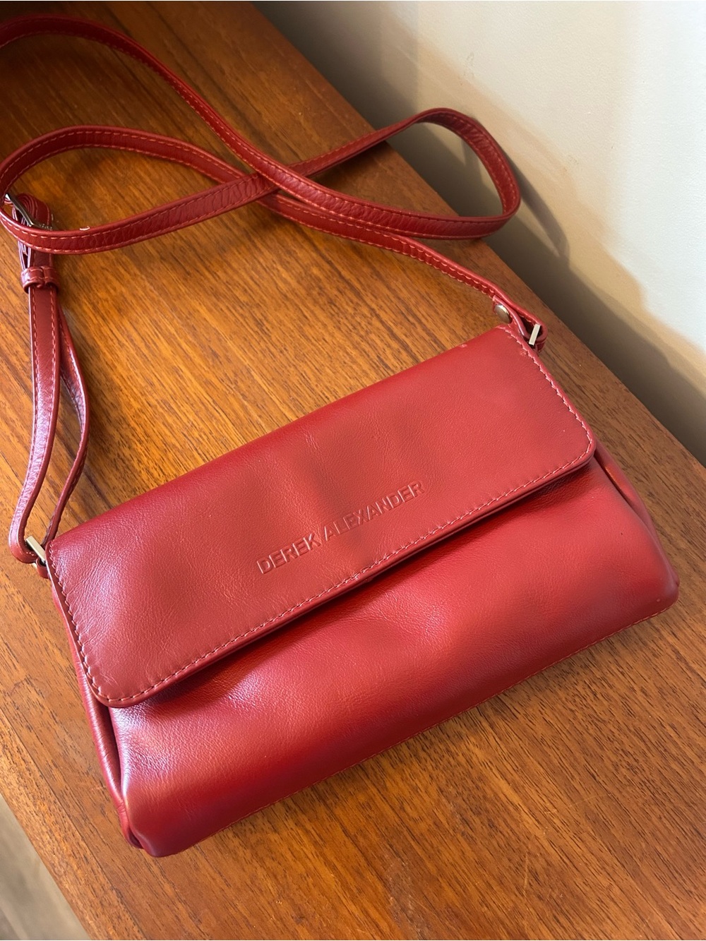 Derek Alexander Crossbody Bag Red Leather Purse